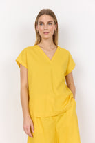 Soya Concept Ina Linen Blend T-Shirt - Golden Yellow