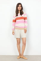 Soya Concept Kanita Stripe Jumper - Pink Melange Combi