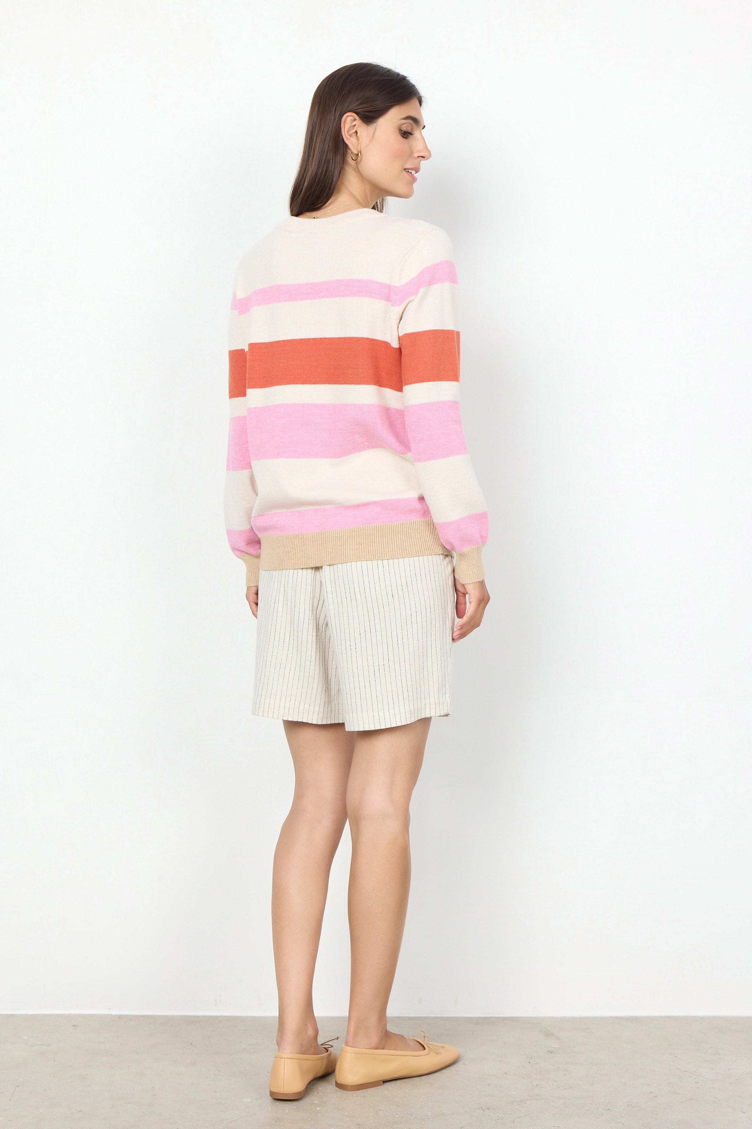 Soya Concept Kanita Stripe Jumper - Pink Melange Combi