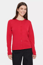 Soya Concept Mila Round Neck Button Through Cardigan - Winterberry