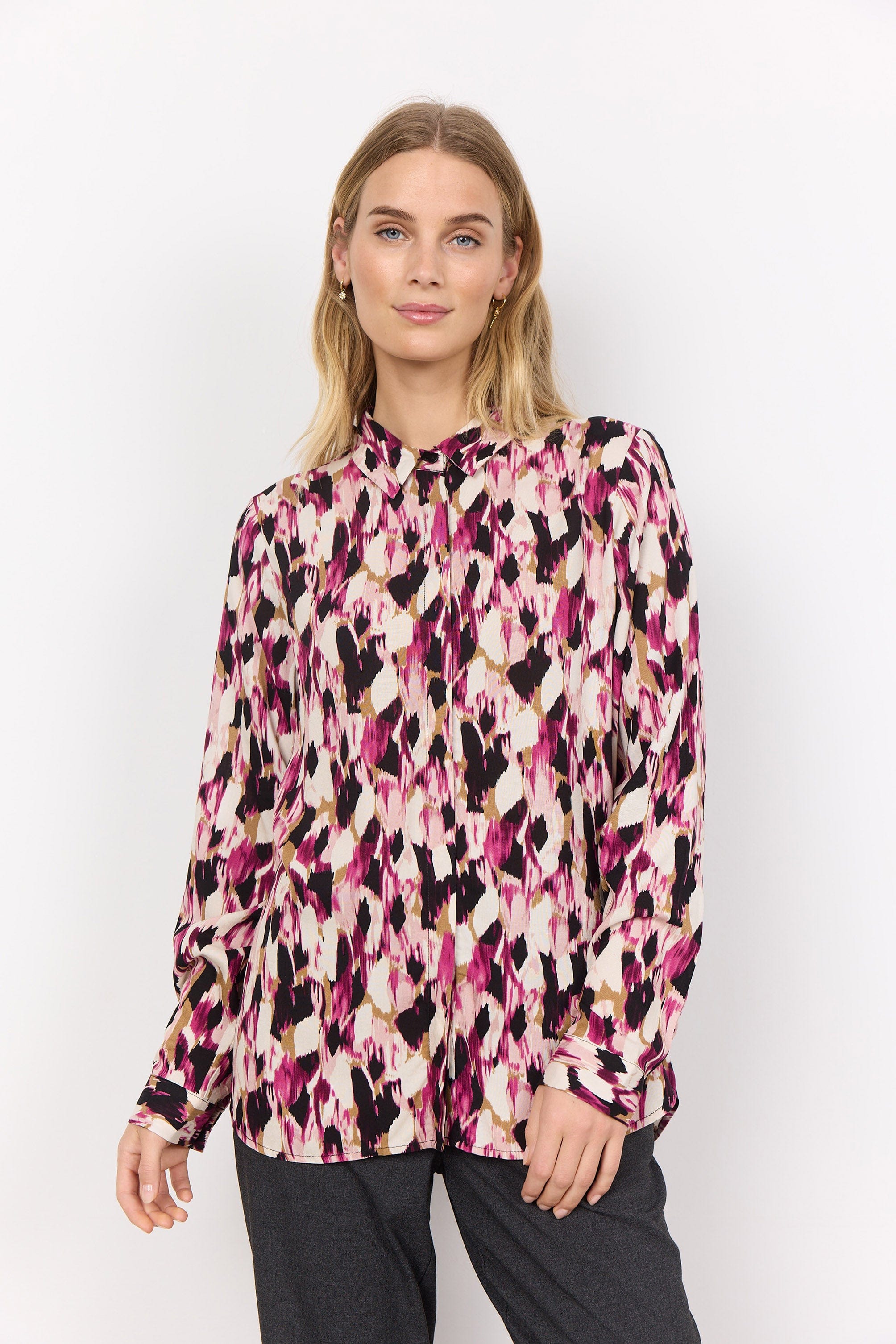 Soya Concept Nanna Printed Shirt - Fuchsia Combi