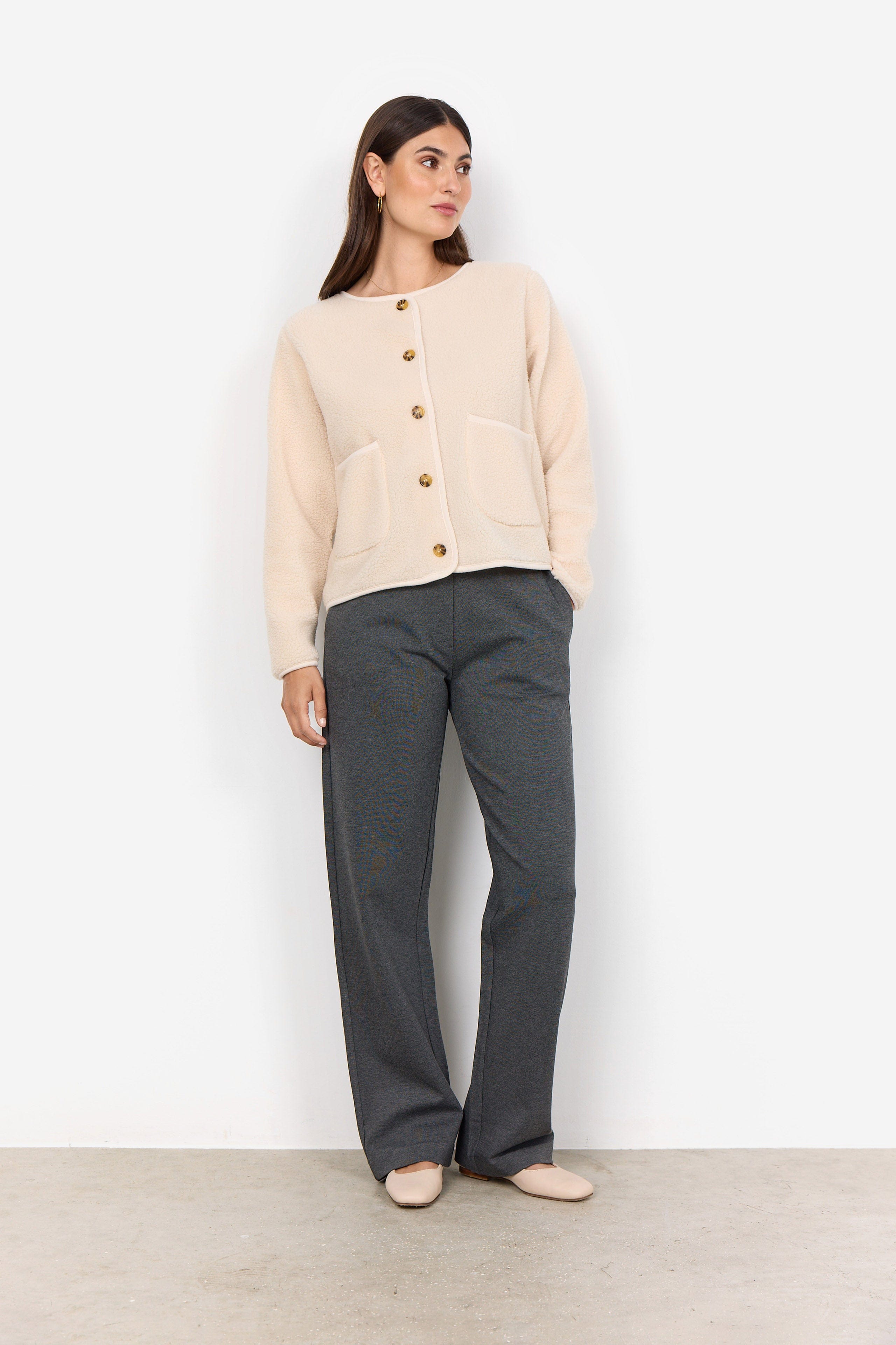 Soya Concept Onyx Fleece Cardigan - Cream