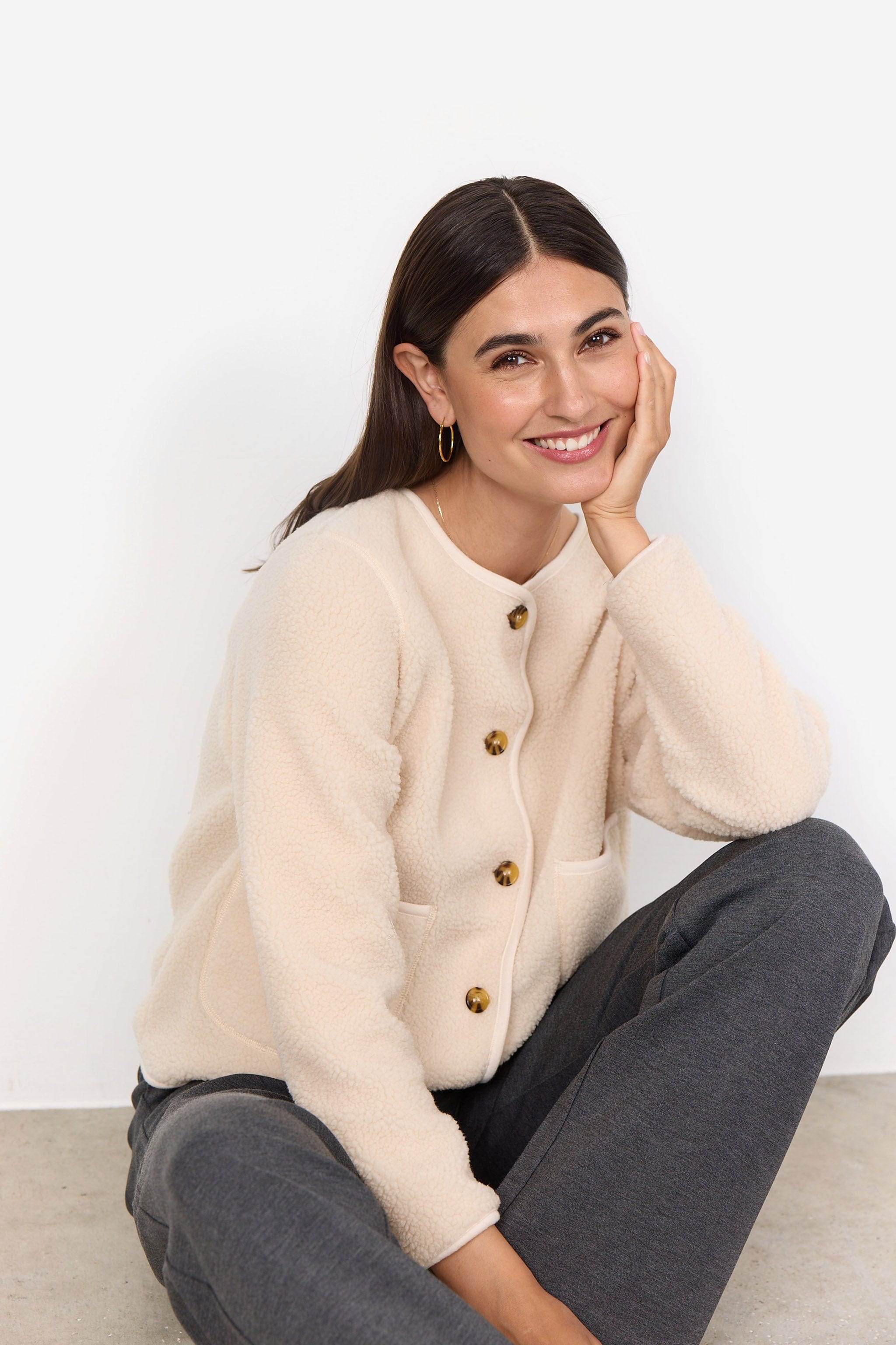 Soya Concept Onyx Fleece Cardigan - Cream