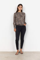 Soya Concept Ophia Leopard Print Top - Sand Combi