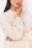 Soya Concept Orit Embroidery Detail Spotty Blouse - Cream Combi