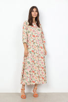 Soya Concept Sammy Floral Print Midi Dress - Dusty Clay Combi