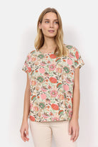 Soya Concept Sammy Floral Print Top - Dusty Clay Combi