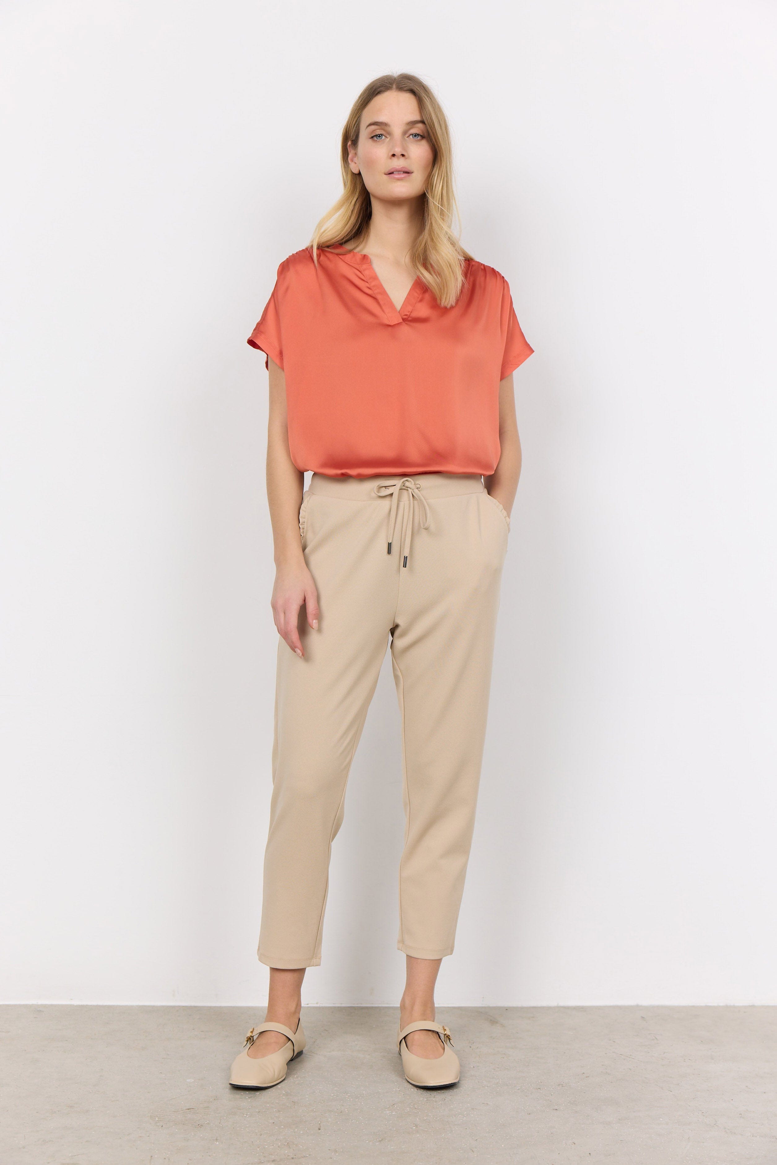 Soya Concept Siham Elastic Waist Trousers - Sand