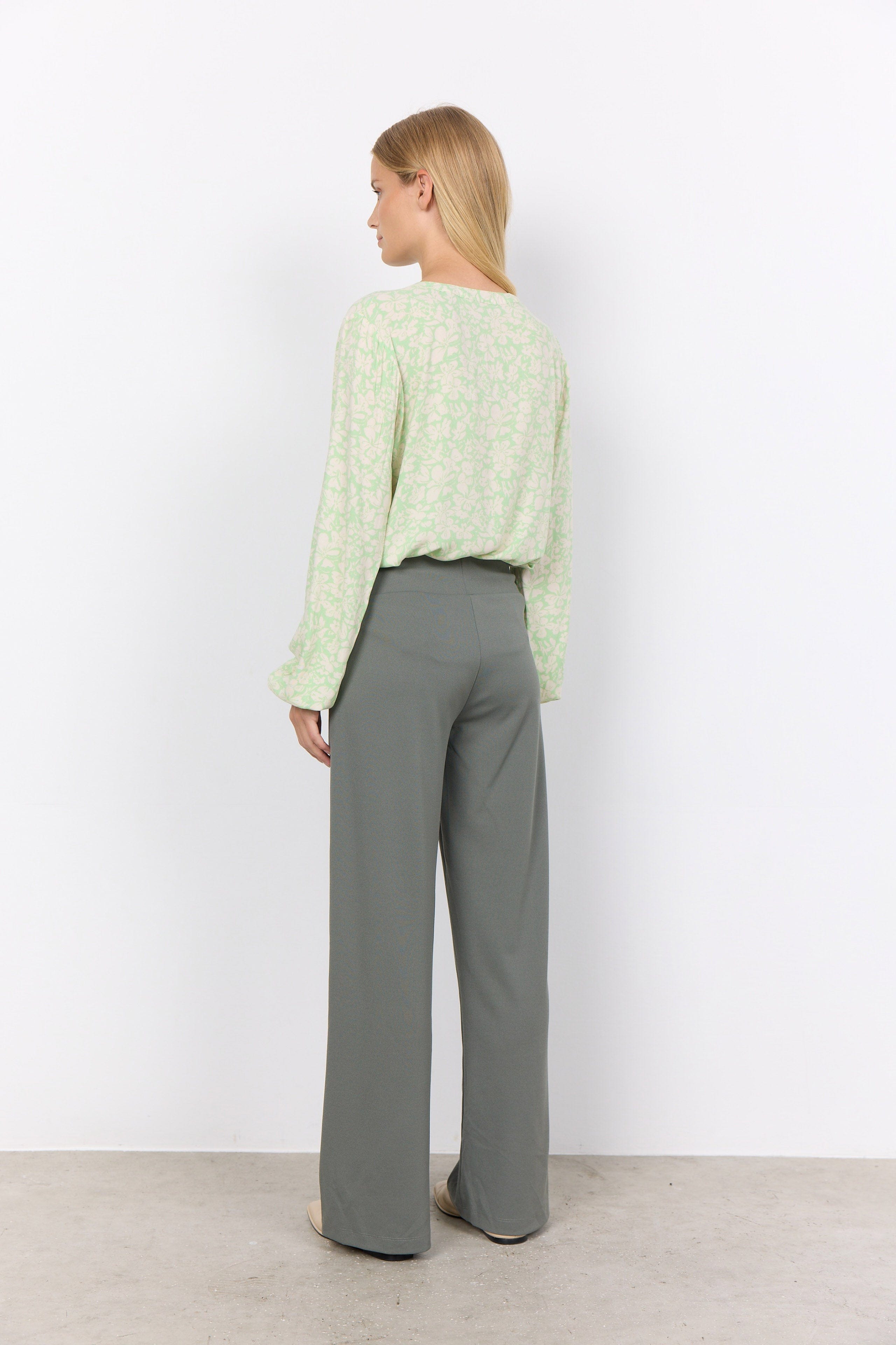 Soya Concept Siham Wide Leg Elastic Waist Trousers - Misty