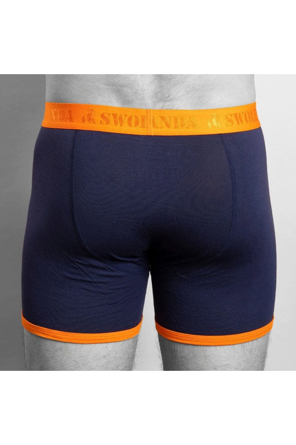 Swole Panda Bamboo Boxer Trunks - Navy/Orange