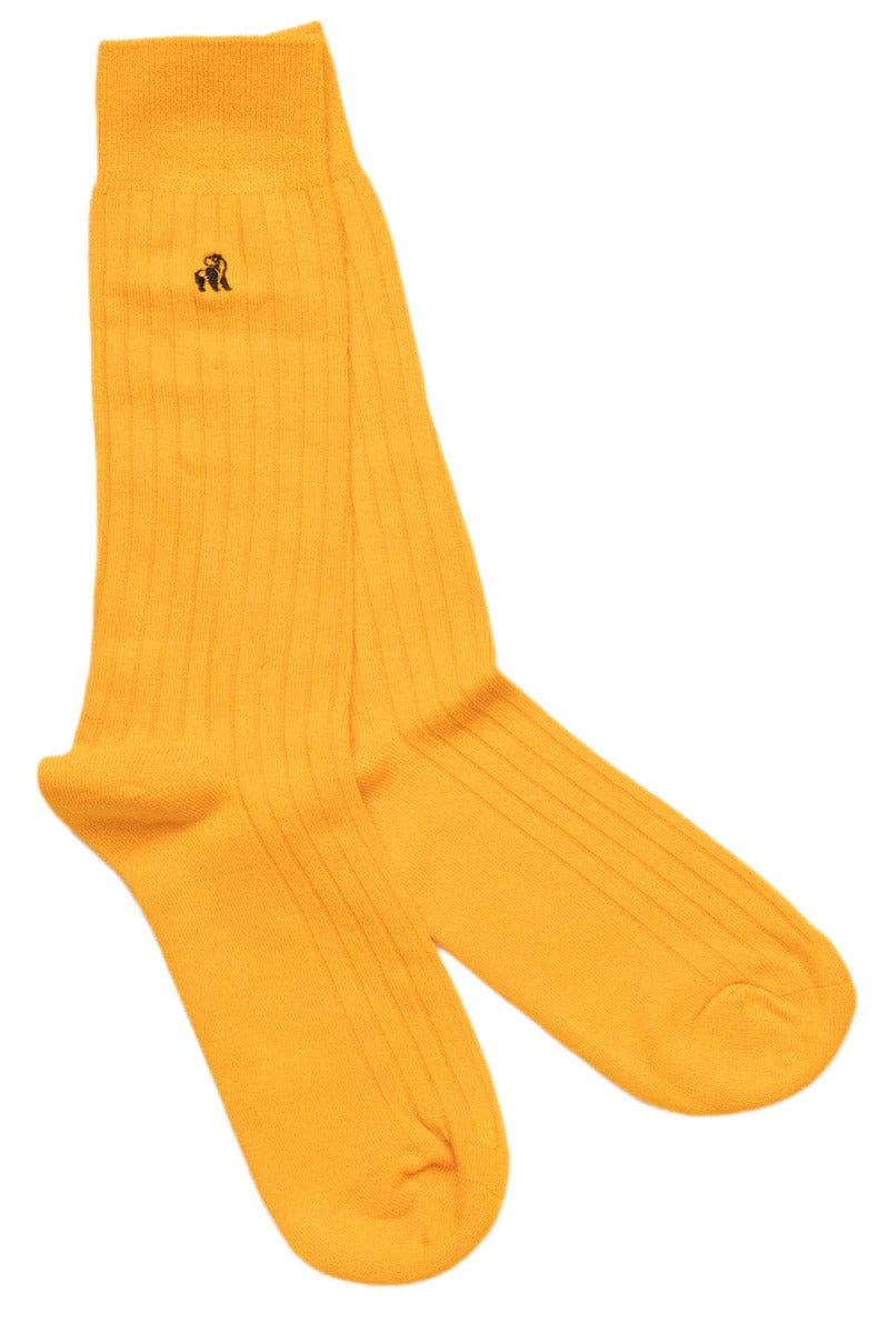 Swole Panda Classic Ribbed Bamboo Socks - Bumblebee Yellow SP086_BEEYELL_7-11