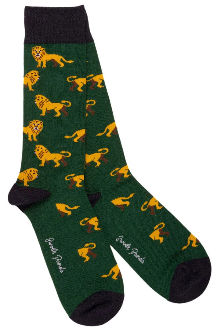 Swole Panda Lion Bamboo Socks - Green SP388_LION_7-11