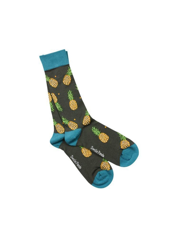 Swole Panda Pineapple Bamboo Socks - Grey/Multi SP292_PINEAPPLES_7-11