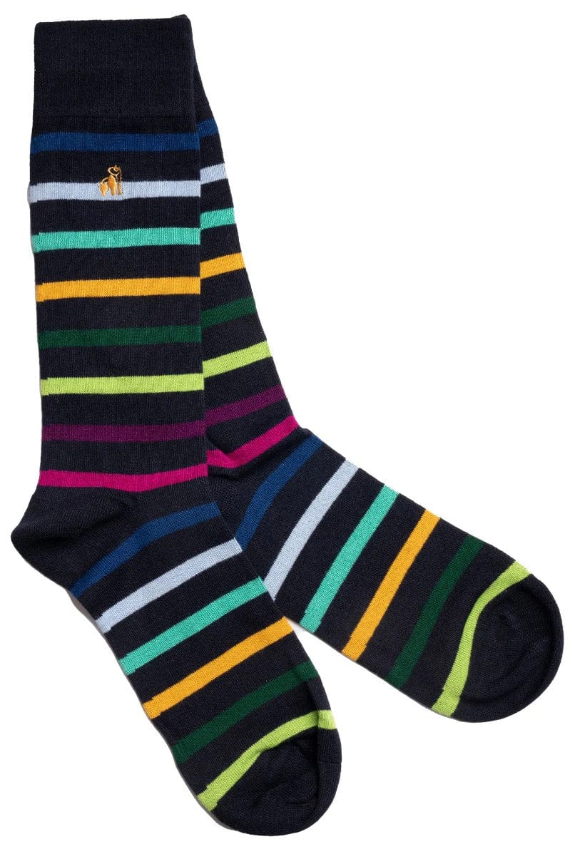 Swole Panda Stripe Bamboo Socks - Black/Multi SP348_BLKSTRIPE_7-11