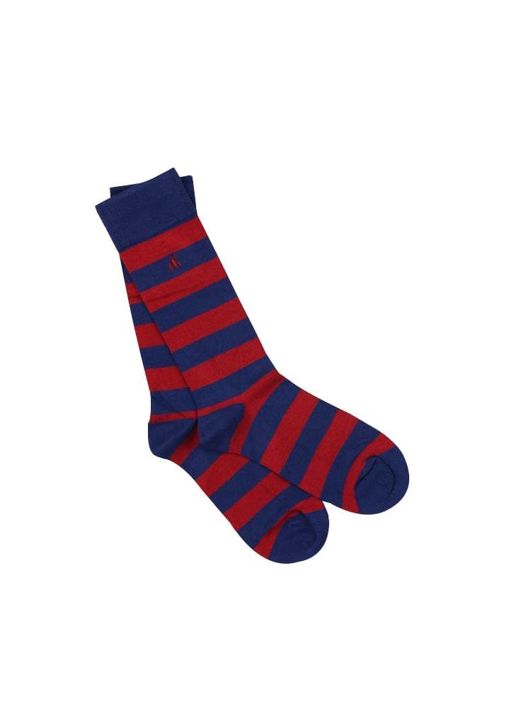 Swole Panda Striped Bamboo Socks - Burgundy/Blue SP090_BURGBLUE_7-11