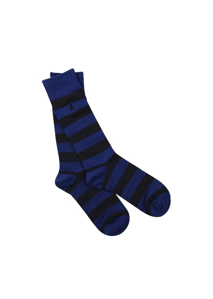 Swole Panda Striped Bamboo Socks - Charcoal/Navy