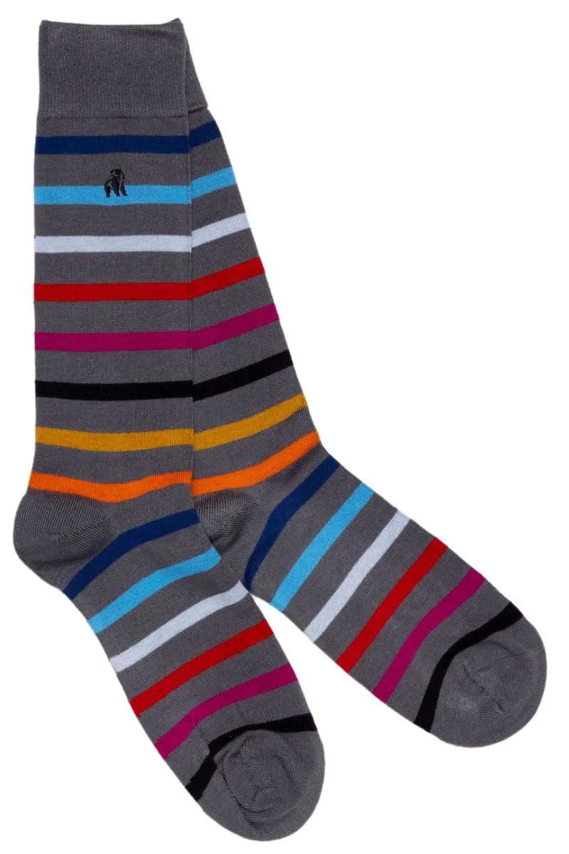 Swole Panda Striped Bamboo Socks - Grey/Multi SP349_GREY_7-11