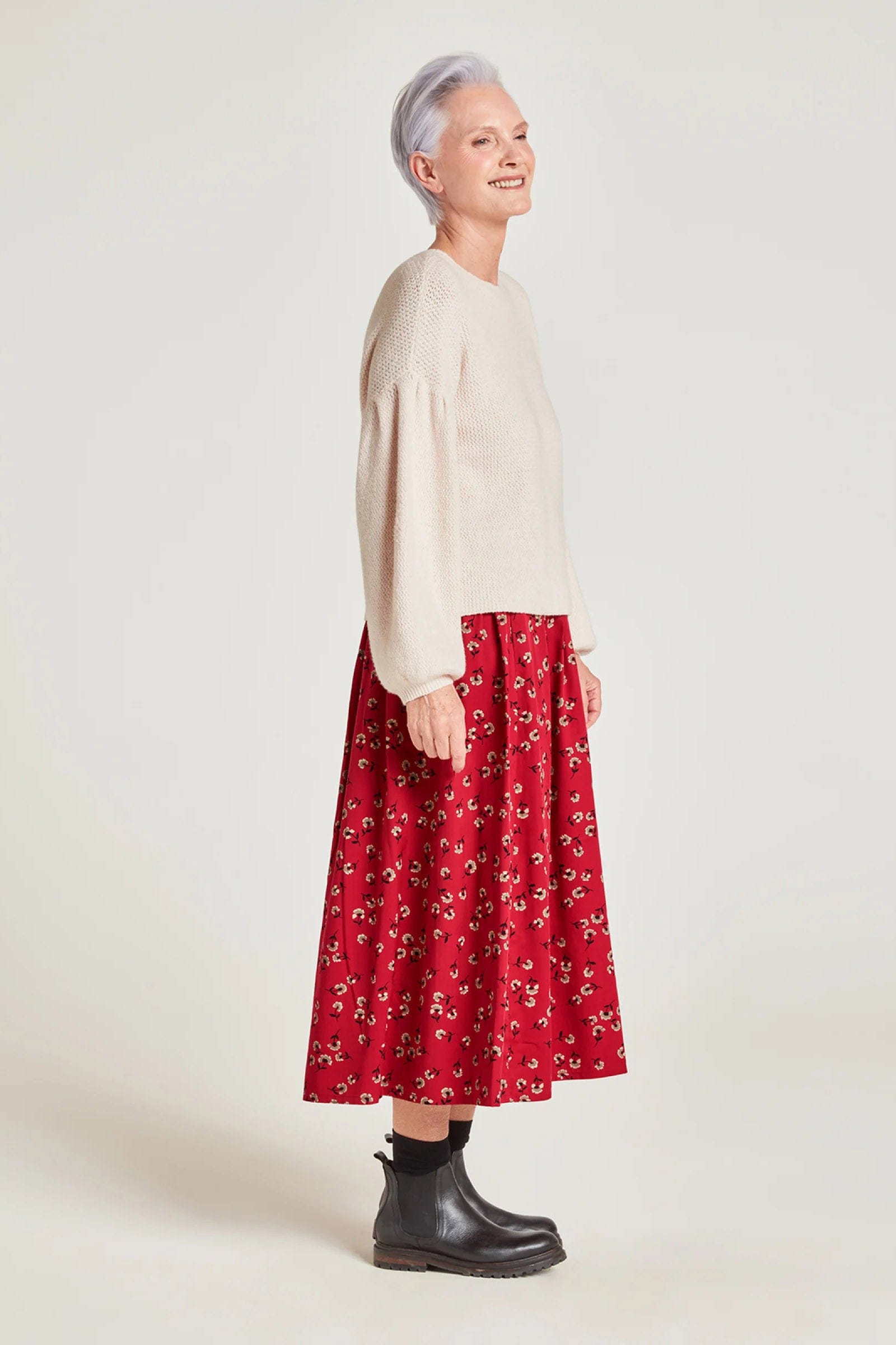 Thought Eloise Tencel Pleated Midi Skirt - Raspberry Pink