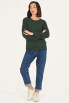 Thought Florna Organic Cotton Fluffy Jumper - Forest Green