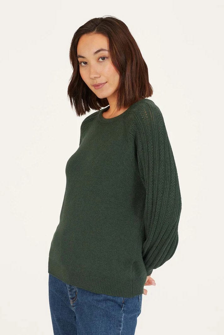 Thought Florna Organic Cotton Fluffy Jumper - Forest Green