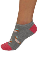 Thought Freda Dachshund Organic Cotton Trainer Socks - Mid Grey Marl SPW926_MGM_4-7