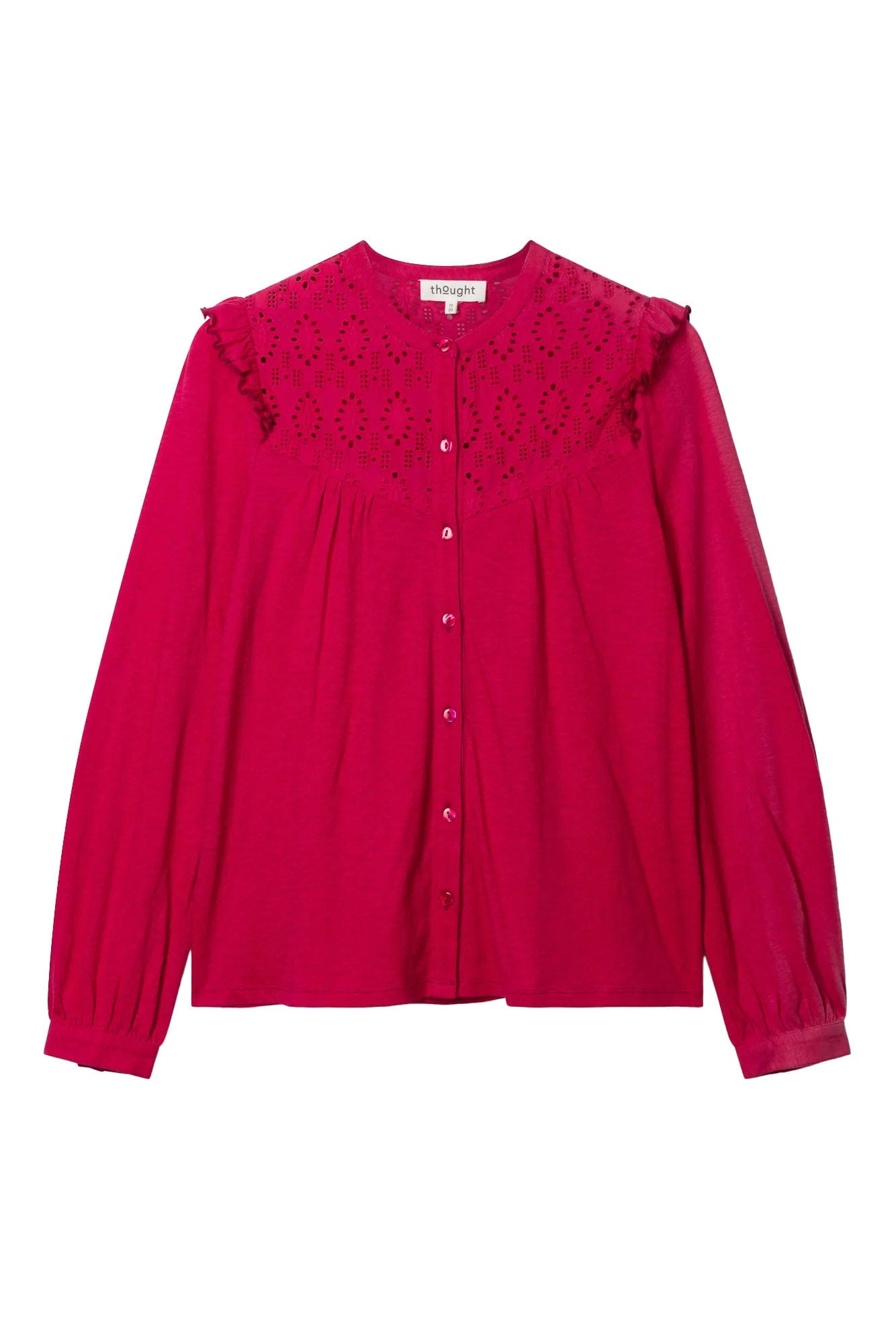 Thought Organic Cotton Pretty Broderie Blouse - Raspberry Pink