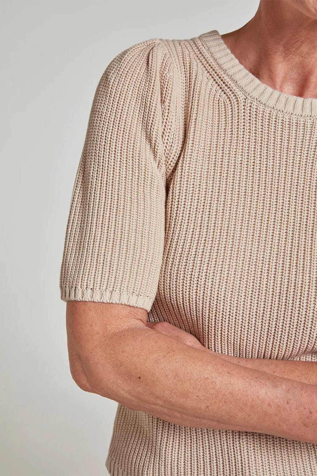 Thought Perfect Organic Cotton Knit T-Shirt - Linen Cream