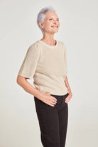 Thought Perfect Organic Cotton Knit T-Shirt - Linen Cream