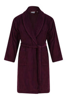 Walker Reid Luxury Cotton Velour Dressing Gown - Burgundy