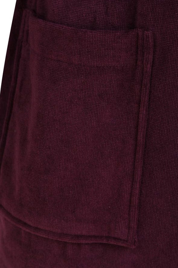 Walker Reid Luxury Cotton Velour Dressing Gown - Burgundy