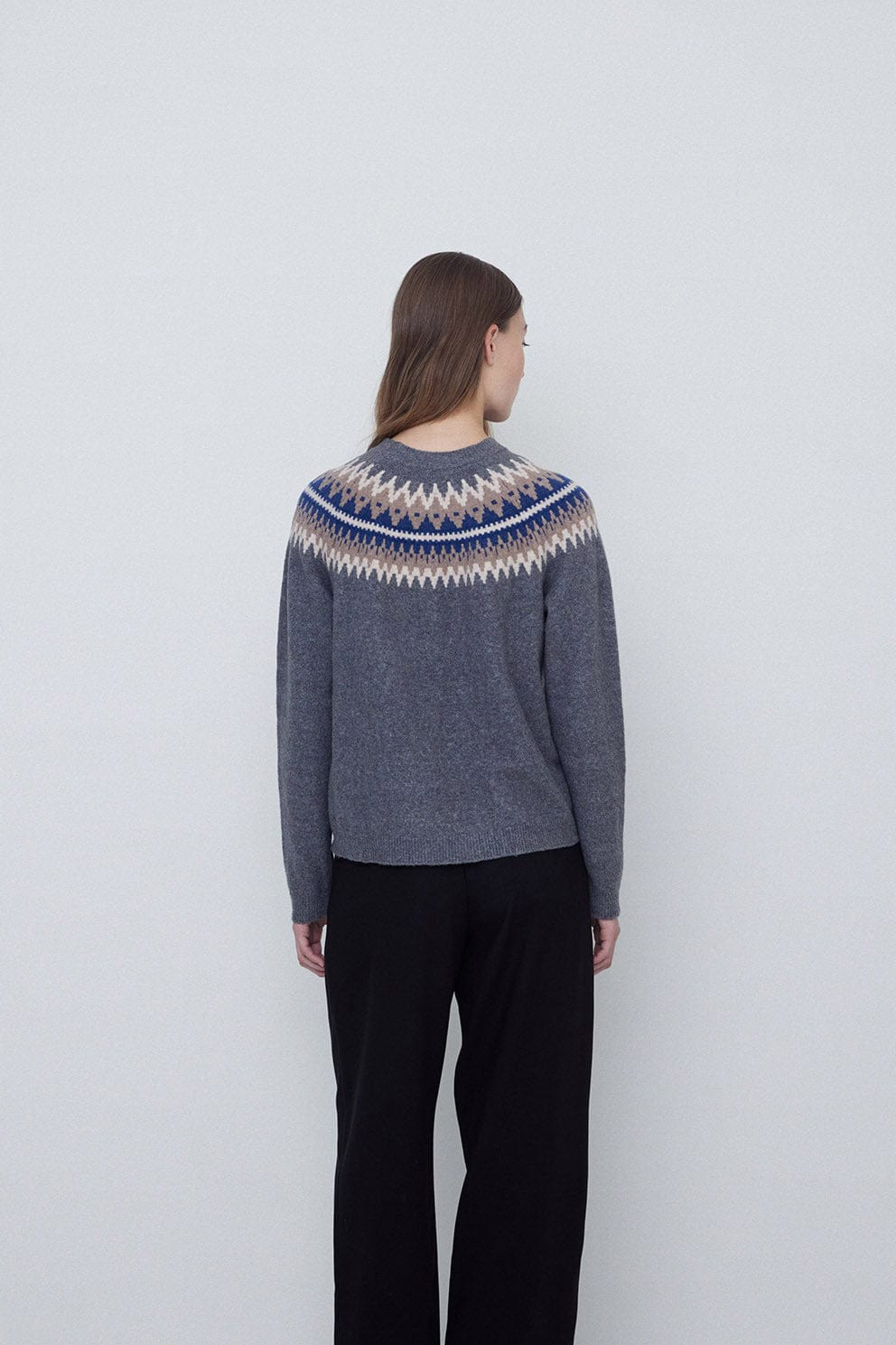 Yerse Fairisle Jumper - Uniform Blue