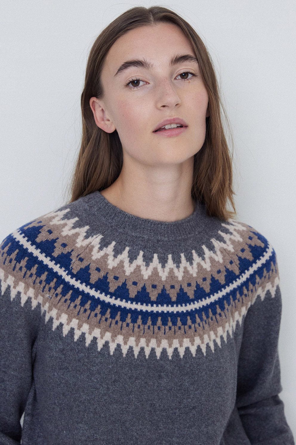 Yerse Fairisle Jumper - Uniform Blue