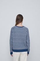 Yerse Line Detail Knitted Jumper - Uniform Blue