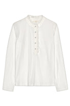 Yerse Long Sleeve Top with Ruffle Detail - White