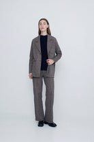 Yerse Plaid Knit Trousers - Chocolate