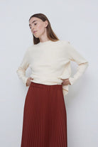 Yerse Pleated Midi Skirt - Terracotta