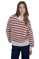 Yerse Stripe Wool Jumper  - Ecru/Ancient Rose