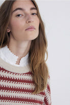 Yerse Stripe Wool Jumper  - Ecru/Ancient Rose