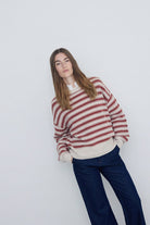 Yerse Stripe Wool Jumper  - Ecru/Ancient Rose