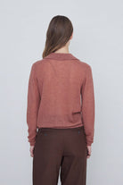 Yerse Wool Blend Collared Cardigan - Terracotta